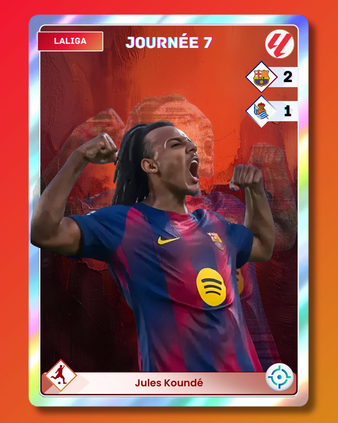 Jules Koundé célébrant son but