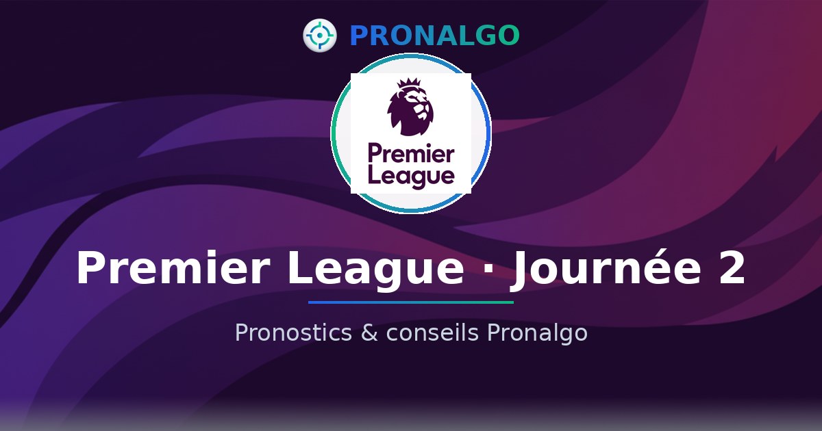 Premier League journée 2 : le programme, les probabilités et les conseils du modèle (vendredi 28 août)