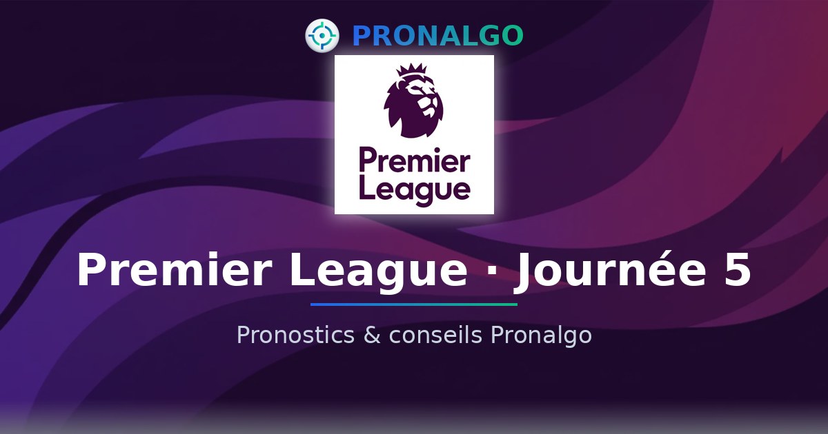 Premier League journée 5 : le programme, les probabilités et les conseils du modèle (vendredi 18 septembre)